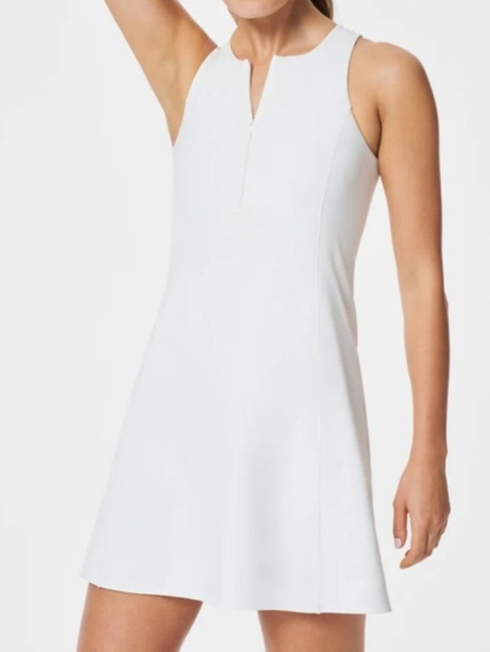 Spanx Get Moving Zip Front Dress White Racerback SzL